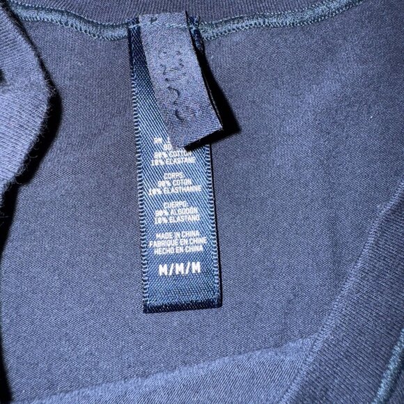 Skims Cotton Jersey Long Sleeve Navy Blue Fitted T-Shirt Women's Medium M - Picture 5 of 8